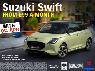 Drive the Suzuki Swift from £99/month with 0% APR!